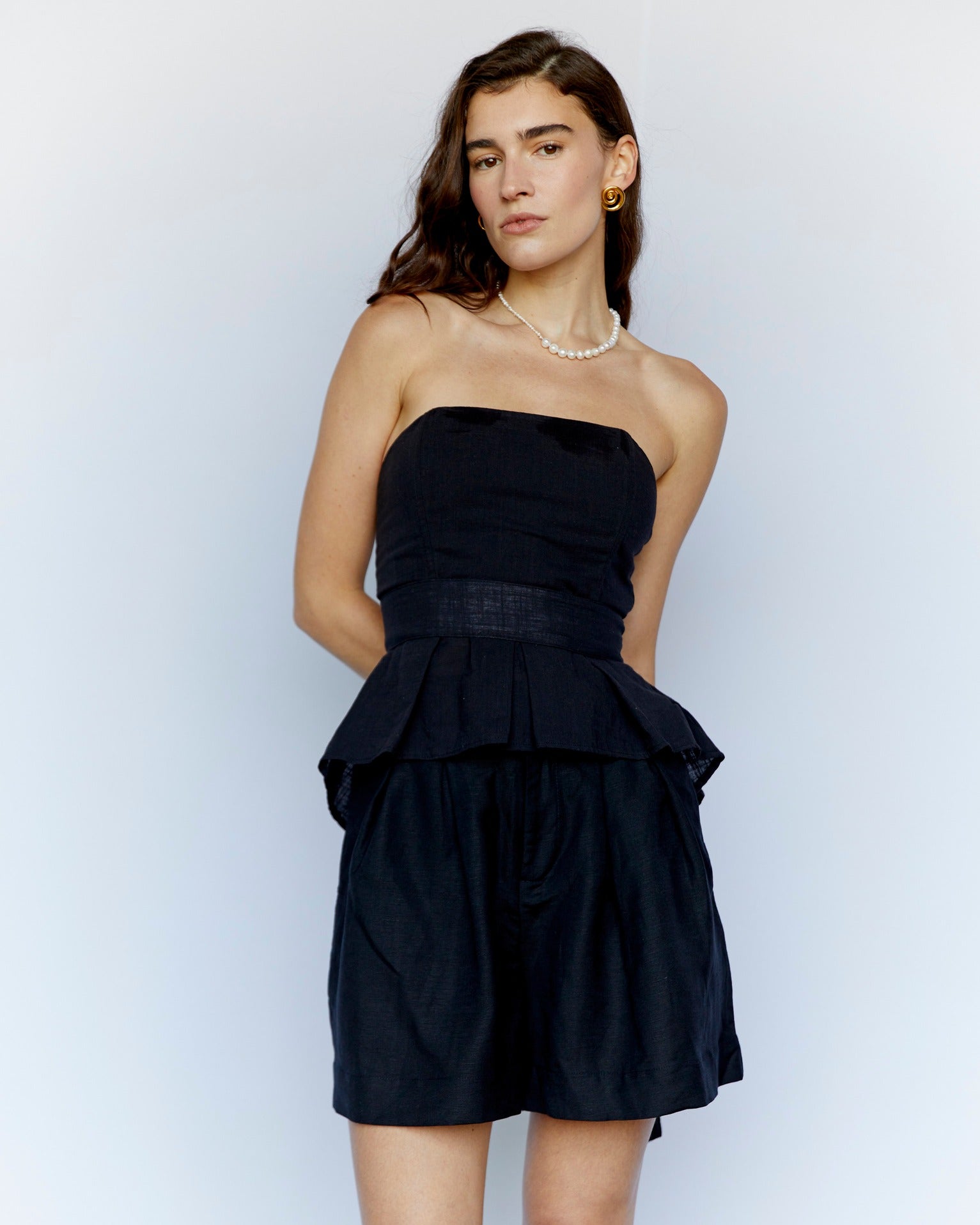Glória Linen Black Corset