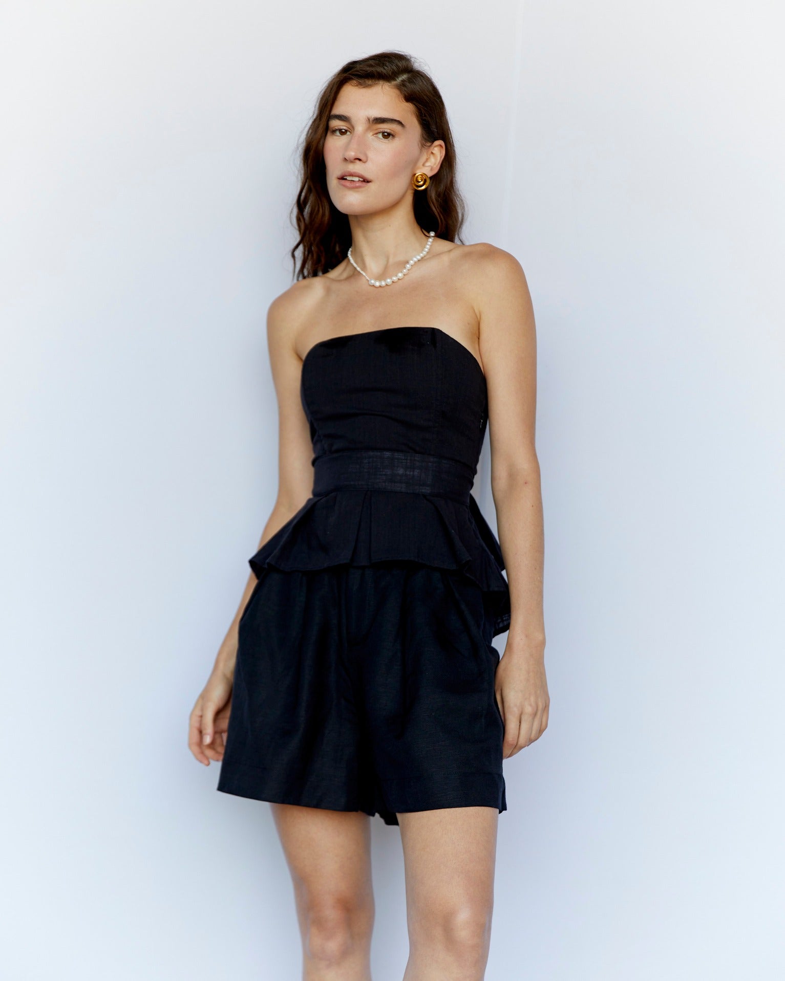 Glória Linen Black Corset
