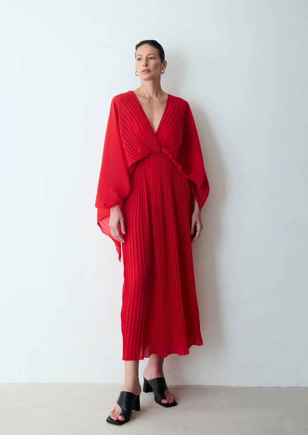 Frevo Red Pleated Bodysuit