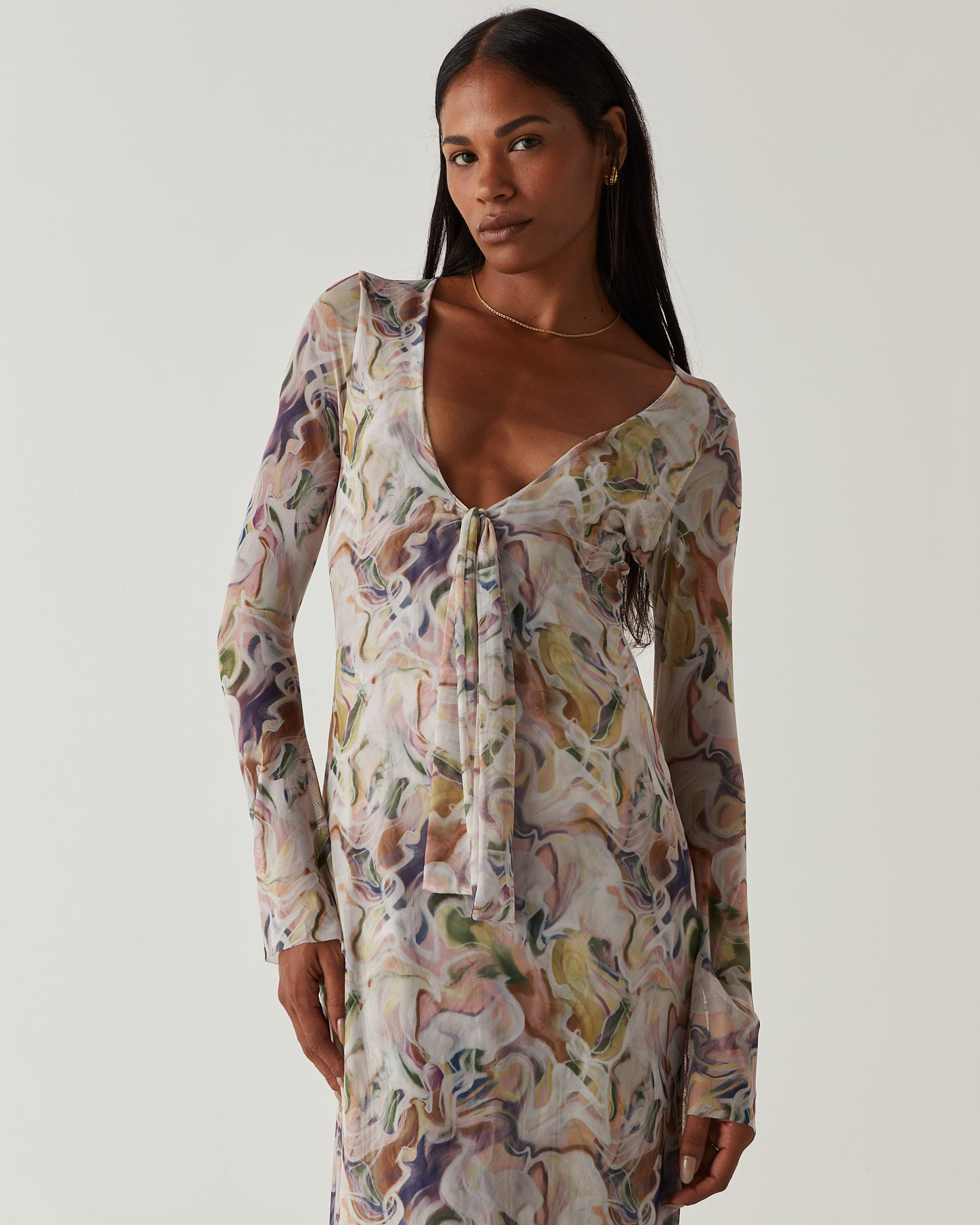 Lina watercolor tulle dress
