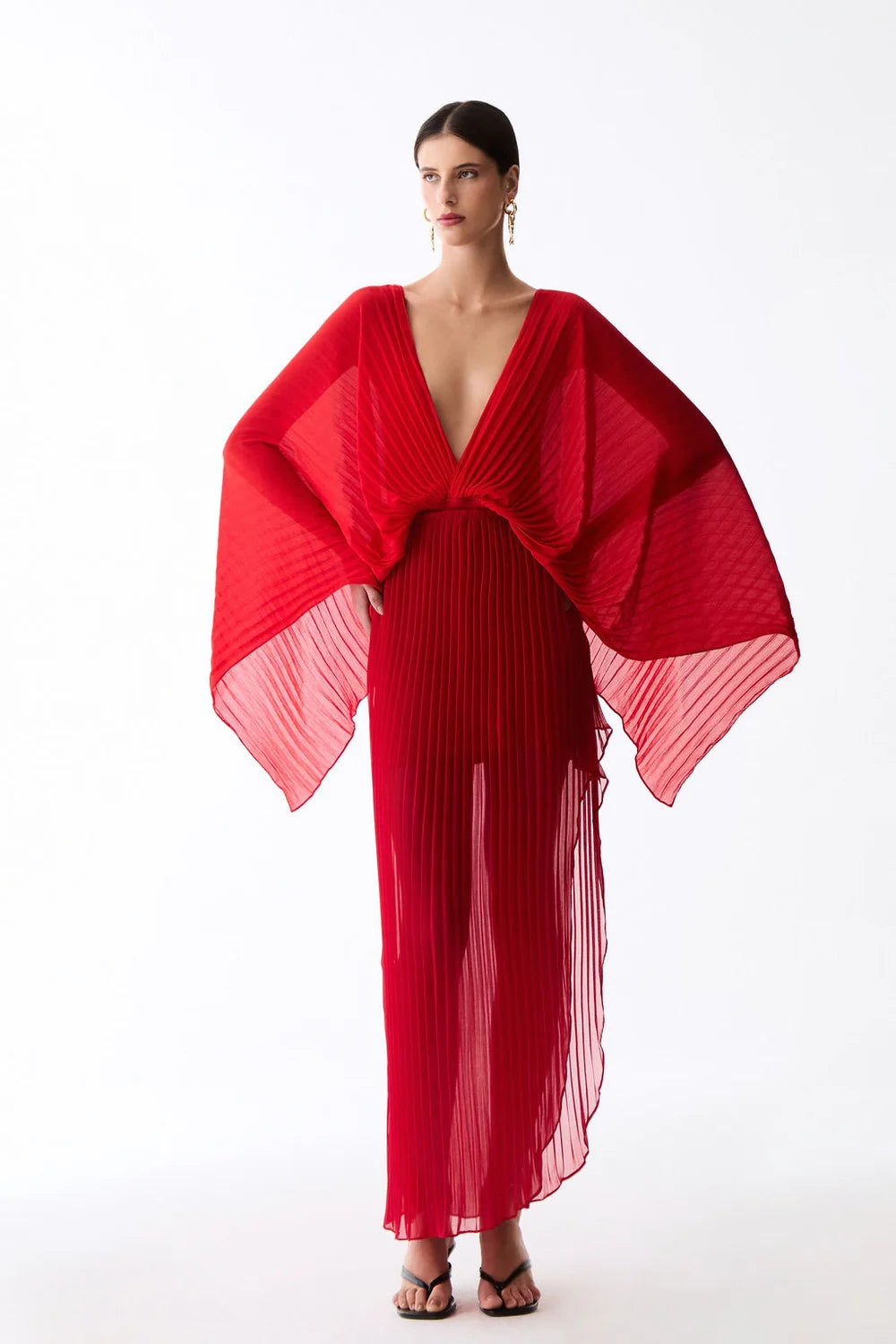 Frevo Red Pleated Bodysuit