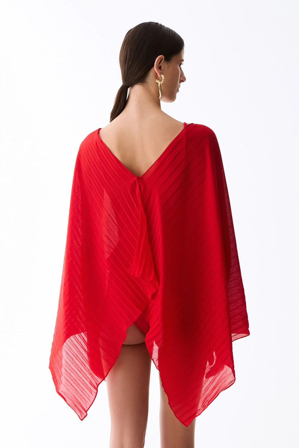 Frevo Red Pleated Bodysuit