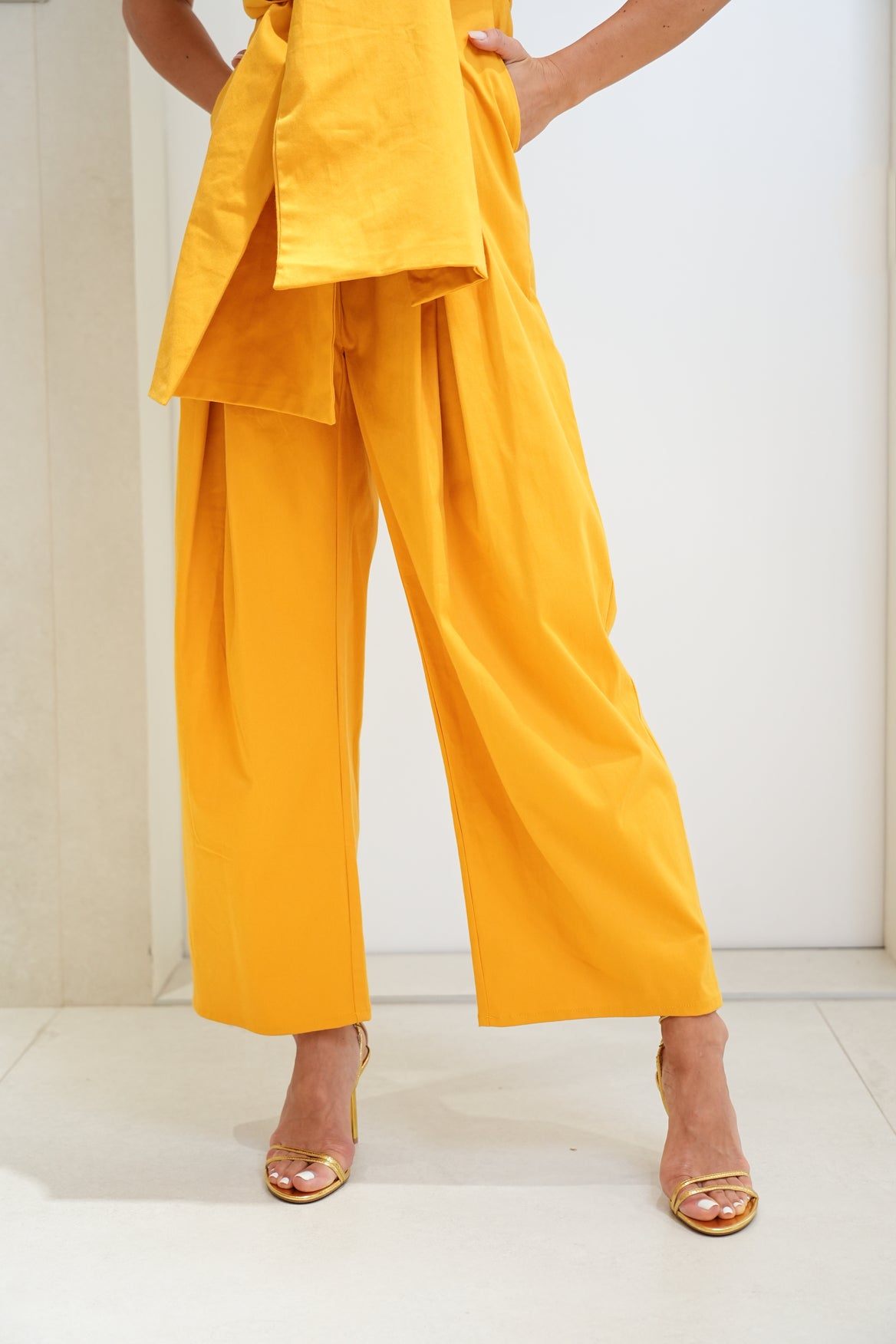 Wrap Jumpsuit - Coral/Mustard