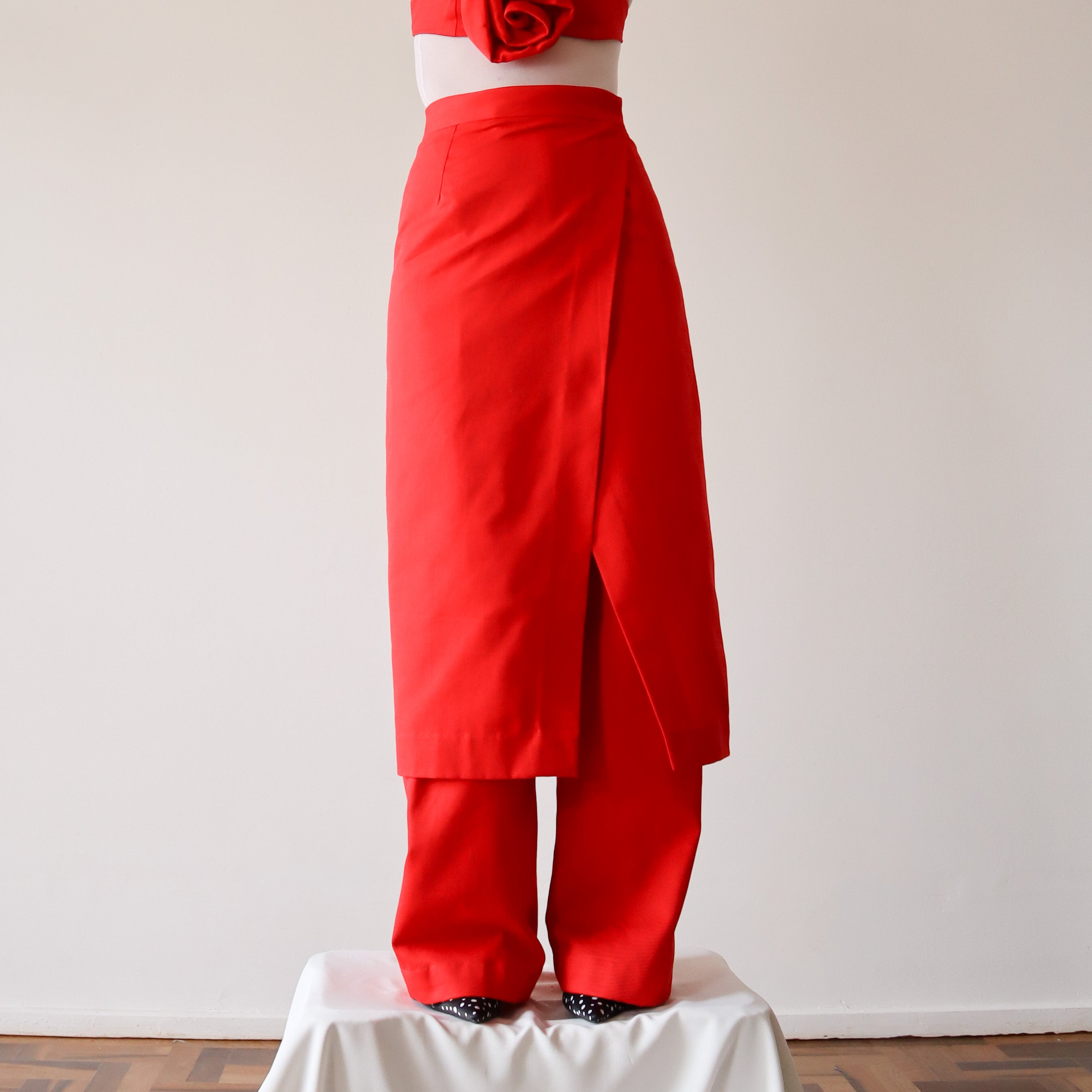 Red wrap skirt