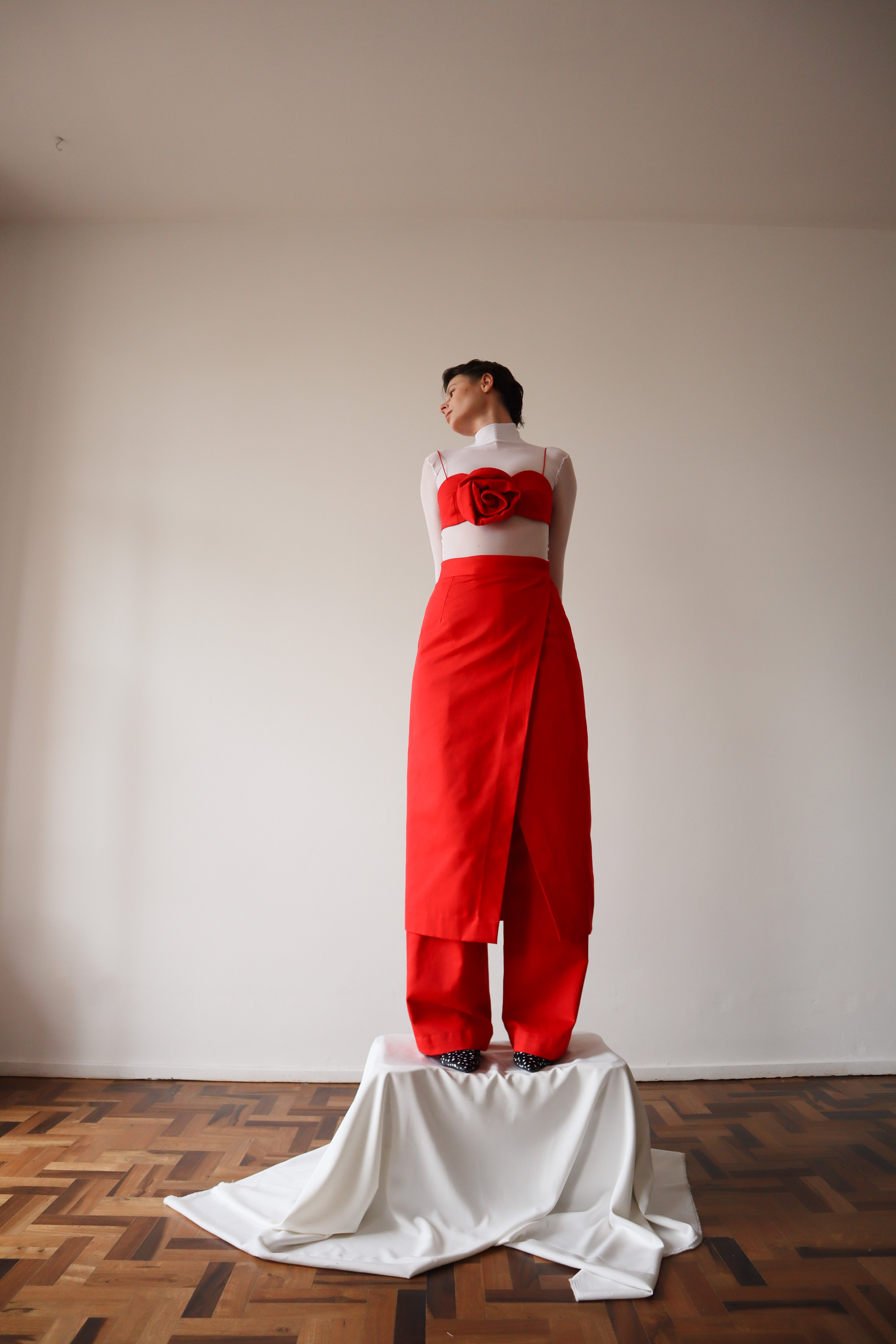 Red wrap skirt