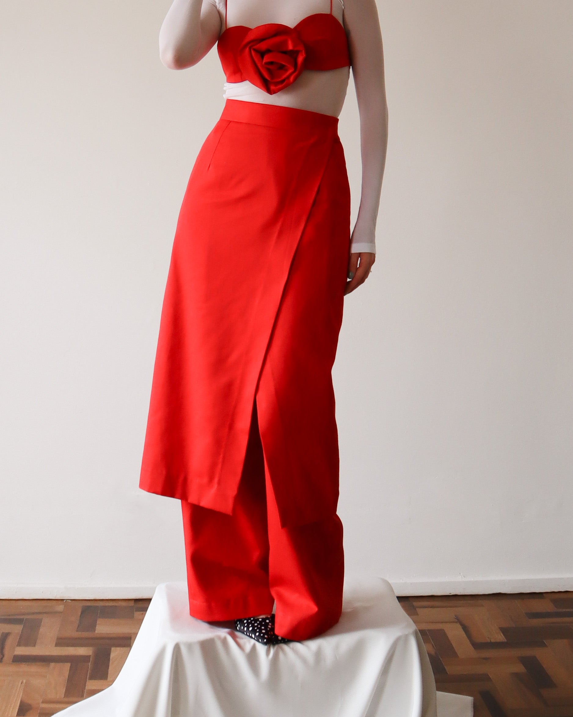 Red wrap skirt