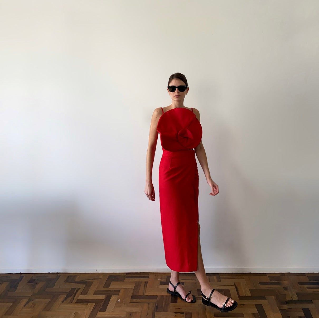 Red wrap skirt