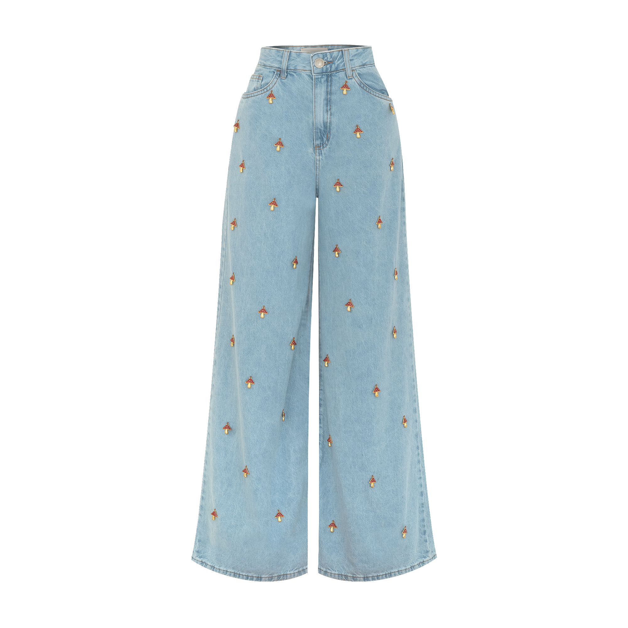 Mid rise straight leg jeans-Mushrooms