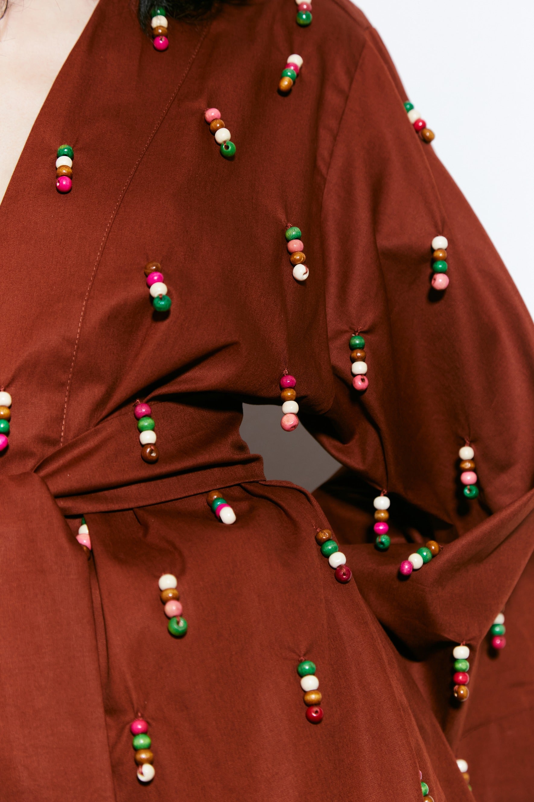 Kimono with beads -brown