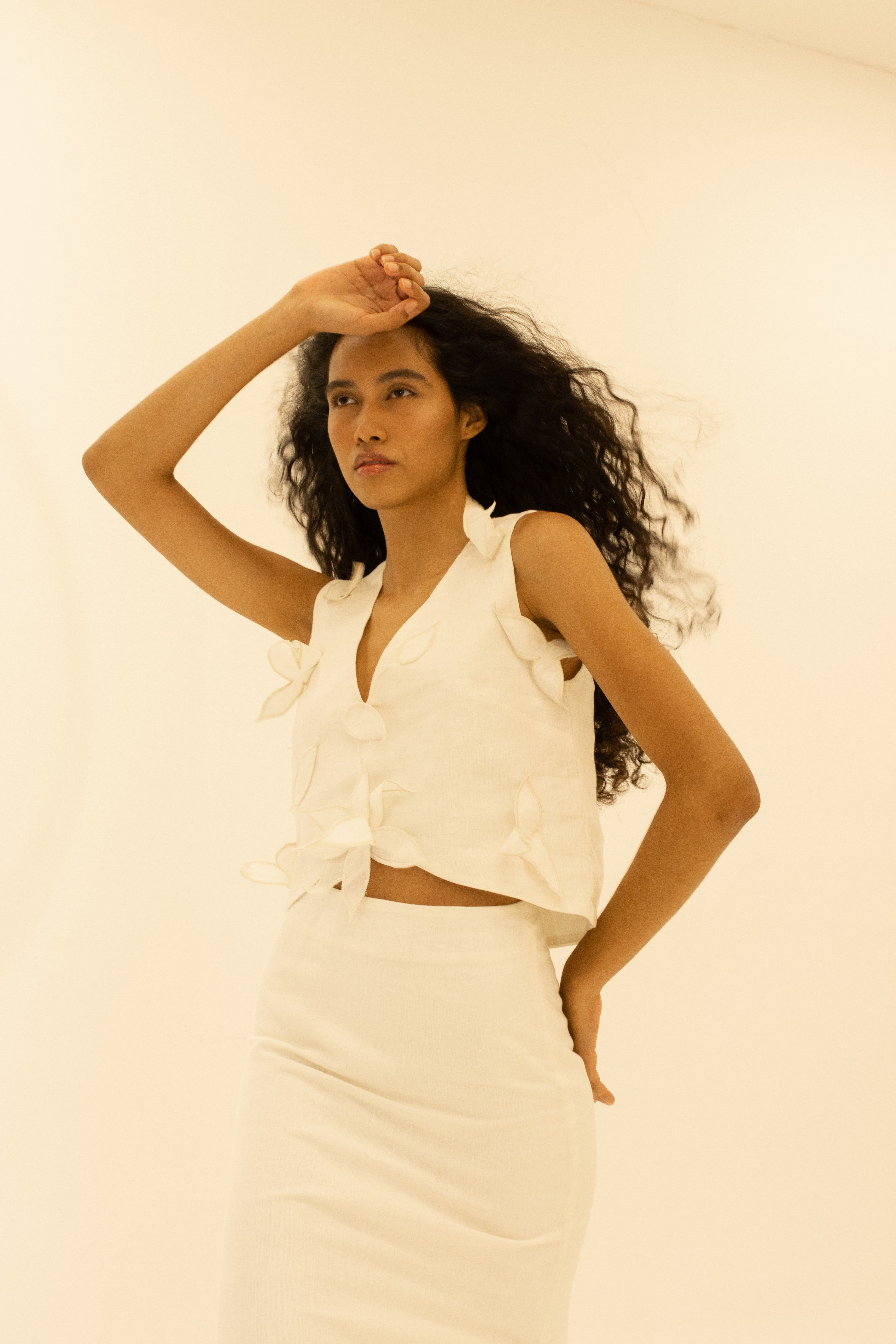 Jardim linen Top - off white