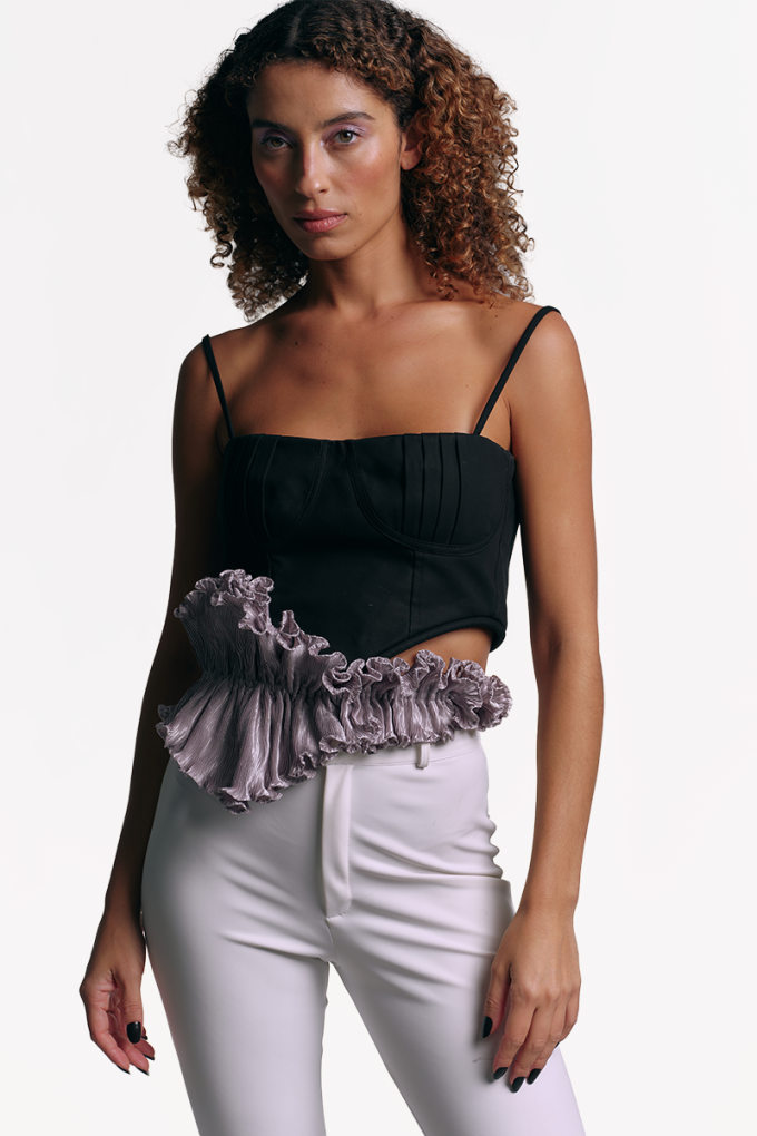 Orquídea Pleated Belt in Satin Silver