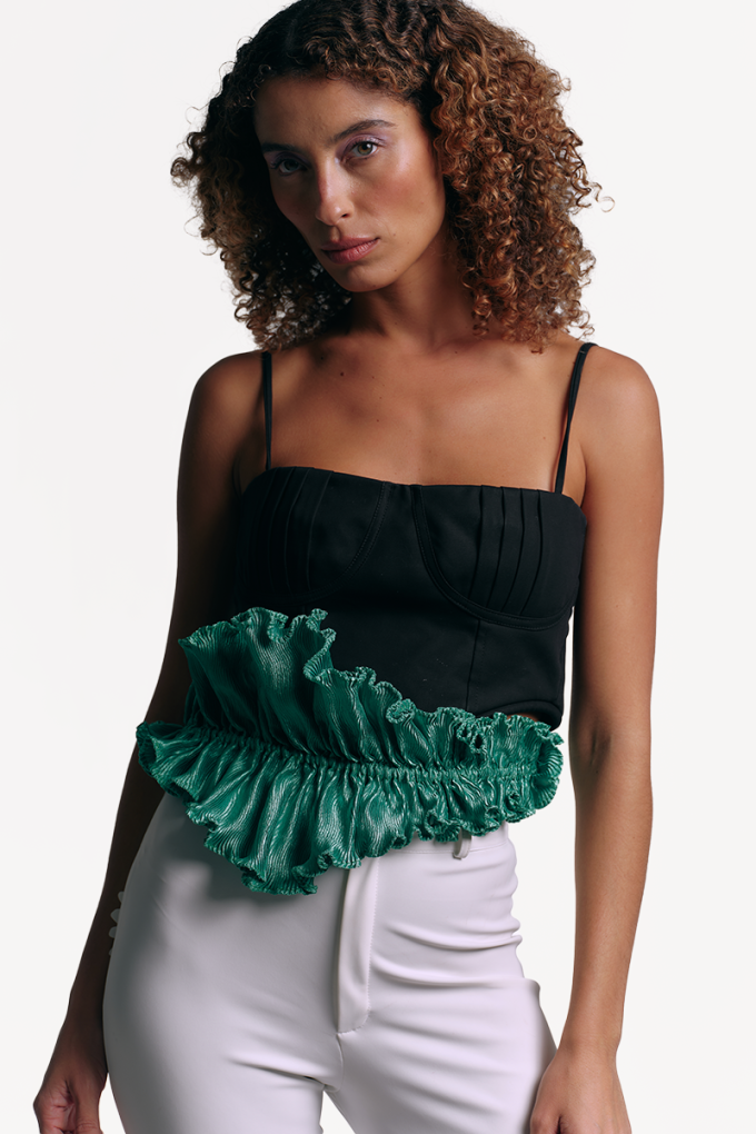 Orquídea Pleated Belt in Satin Green