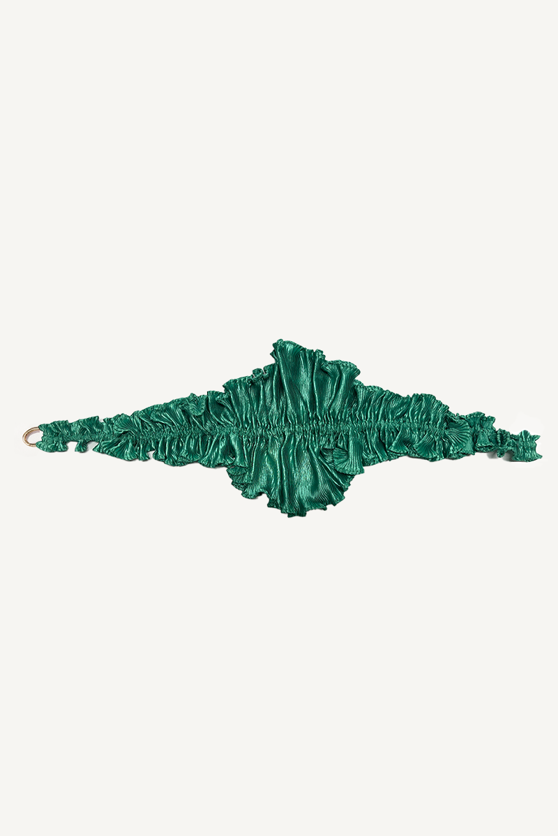Orquídea Pleated Belt in Satin Green