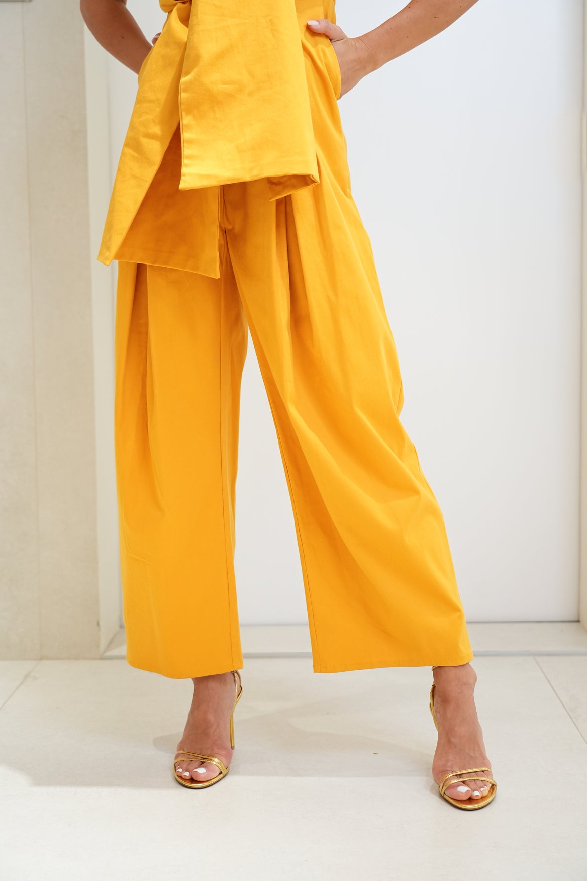 Wrap Jumpsuit  - Coral/Mustard