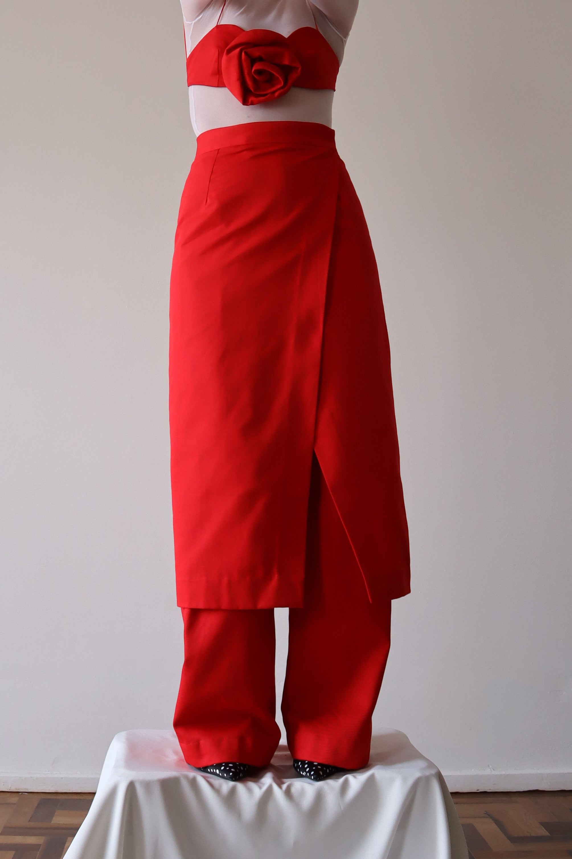 Red wrap skirt