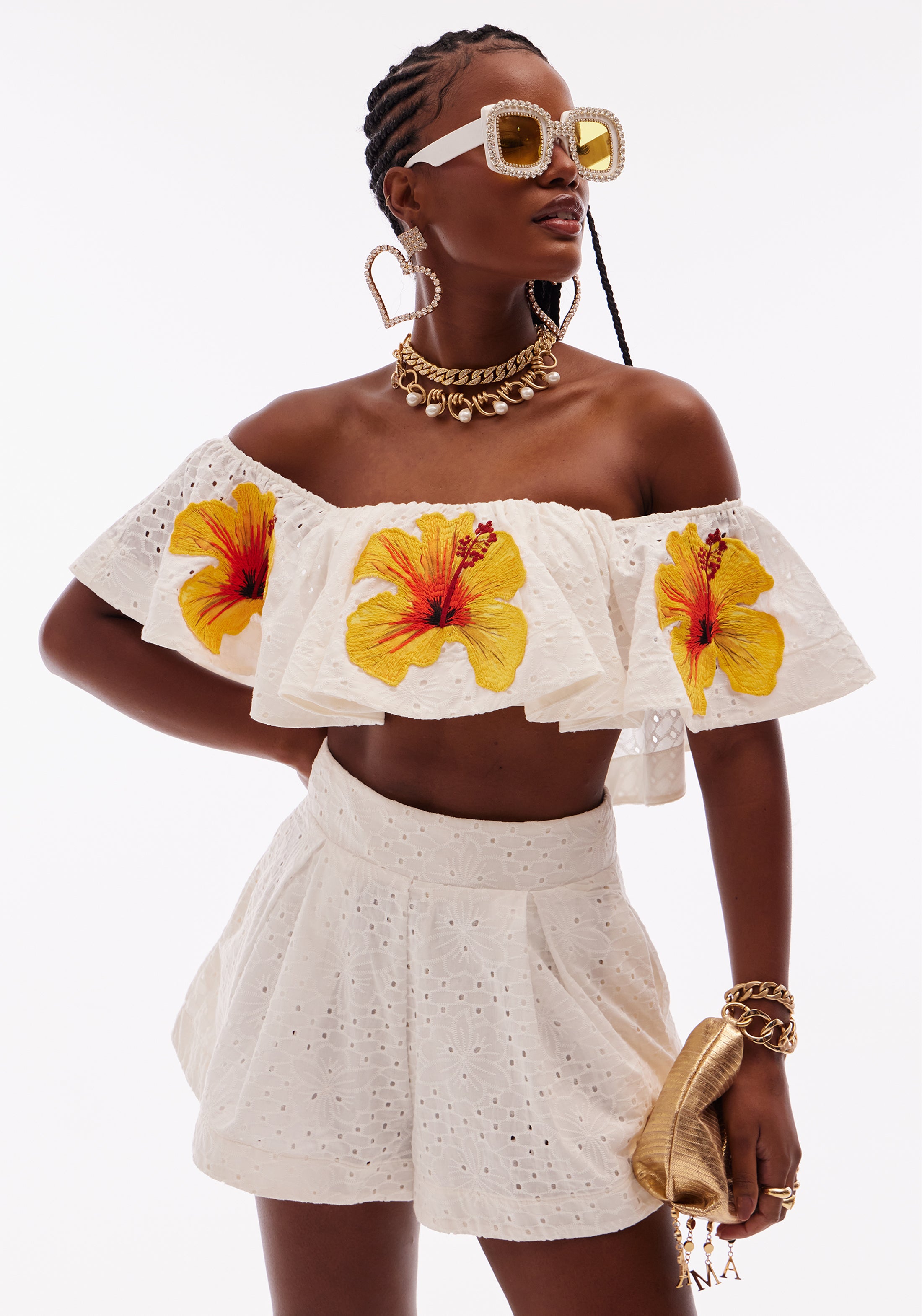 Broderie Anglaise - off the shoulder top