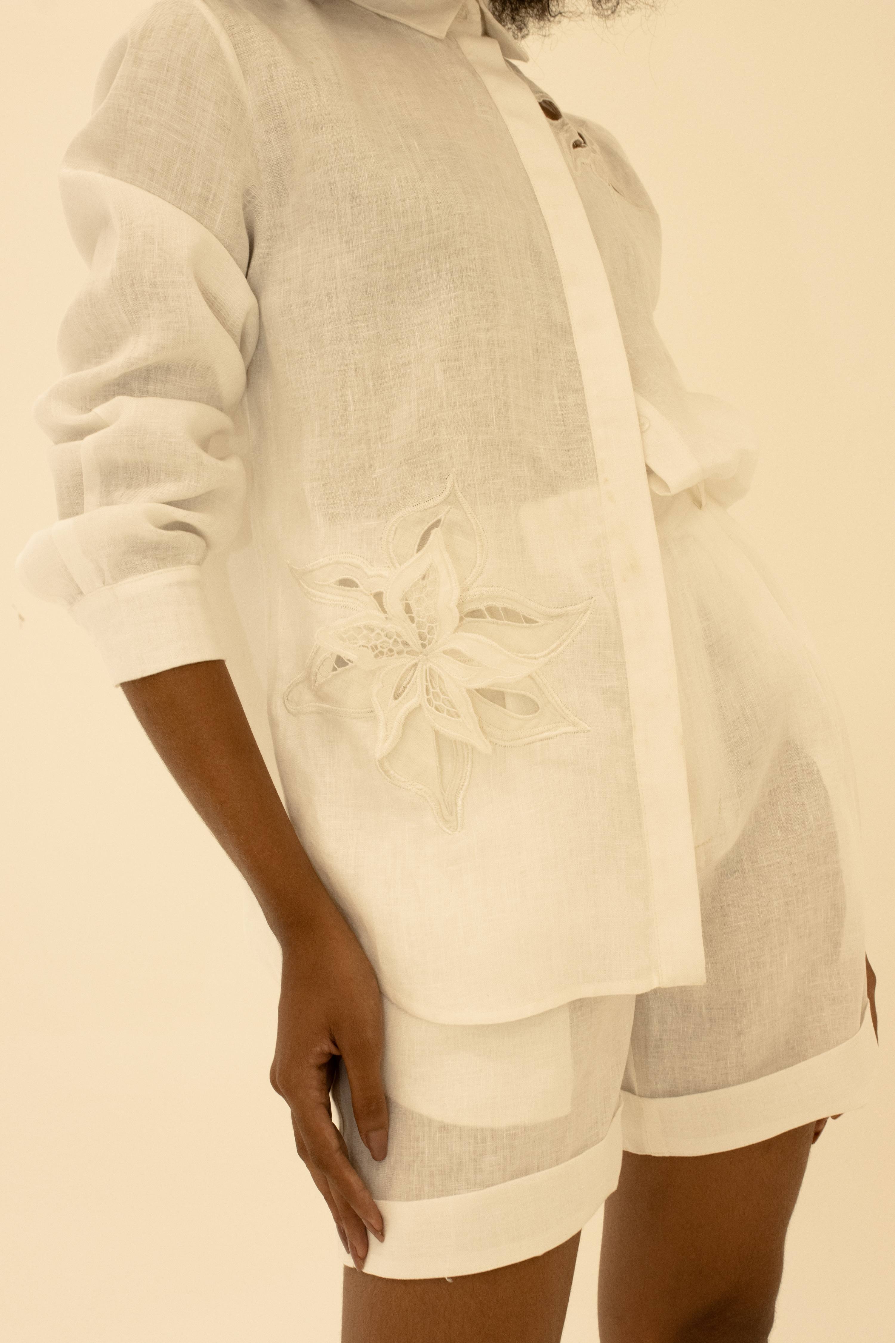 Flores linen Shirt - off white